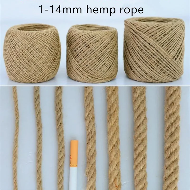 Hand-Woven Hemp Rope, DIY Photo Wall, Retro Fence Decorative, Natural Jute Twine, Hand-Woven, DIY, 1/2/3/4mm, 5mm, 6mm, 8mm