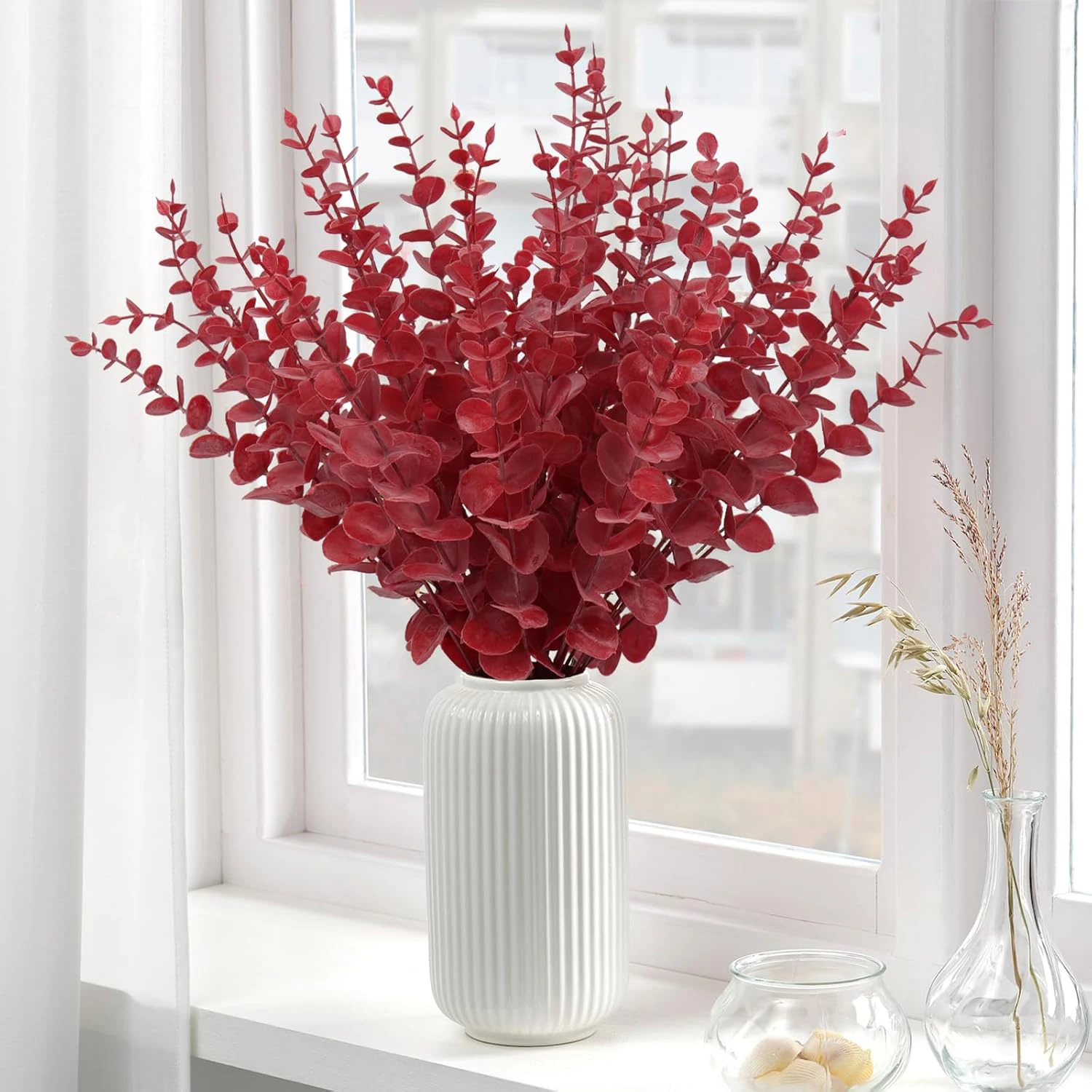 

10Pcs Multicolor Artificial Eucalyptus Leaves Faux Greenery Branch Wedding Bride Bouquet Garden Home Vase Table Diy Bonsai Decor