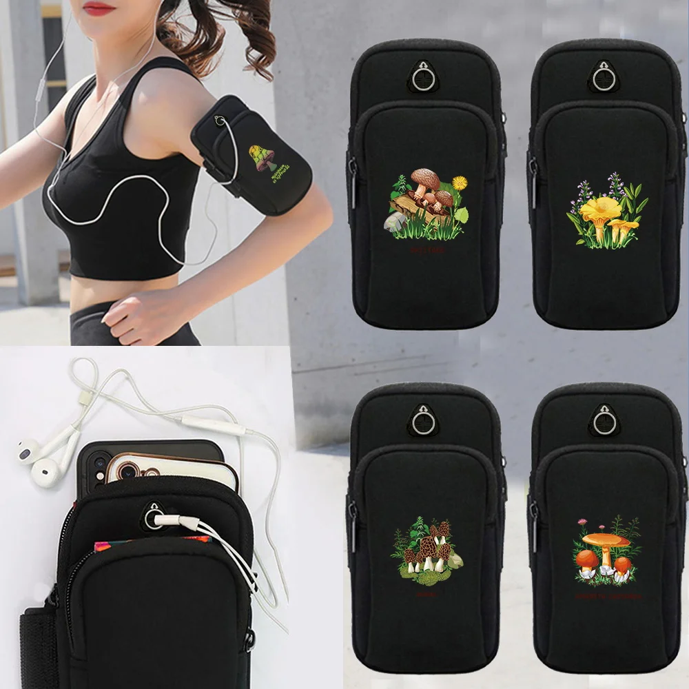 

Спортивная сумка с принтом грибов, регулируемый нарукавный ремень, для телефона, монет, карт, мелочей, кошелек, для спортзала, бега, велоспорта