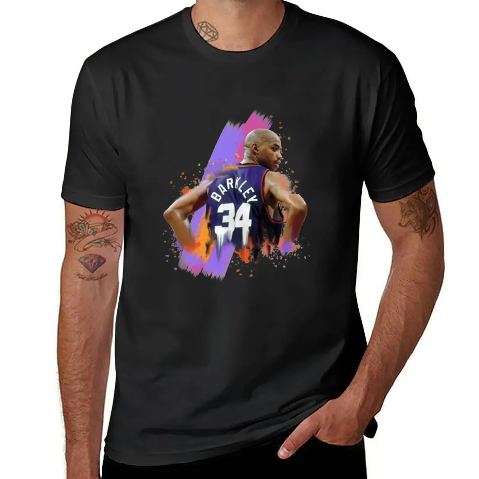 Charles Barkley basketball Thirty four back side T-Shirt Short sleeve tee graphics boys whites mens graphic t-shirts