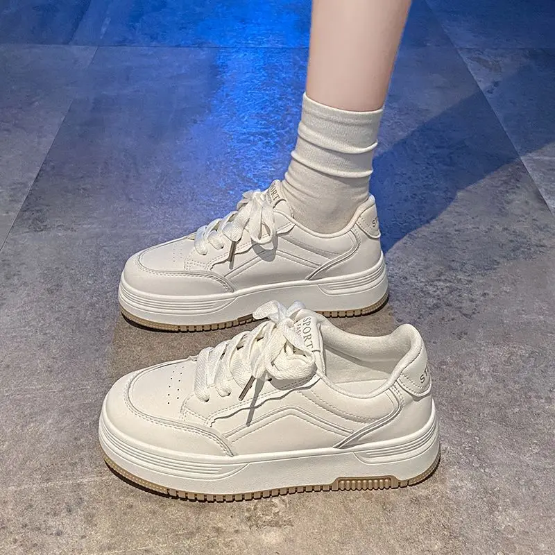 ​2025 New Women's White Platform Sneakers Breathable Casual Shoes with Elevator Heels for Everyday Wear​ Fashion Footwear