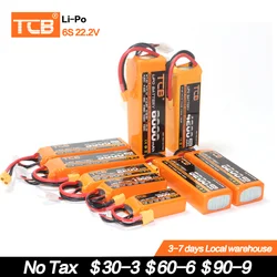 TCB 6S RC LiPo batteria 22.2V 1500 2200 2800 3300 3800 4200 5000 6000mAh 30/40/60C per batterie RC Airplane Helicapter Drone