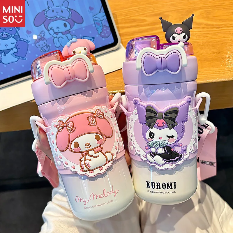 

Sanrio Family Adorable Bowknot Student Vacuum Insulated Cup - Dual Drinking Water Cup with Adjustable Lanyard