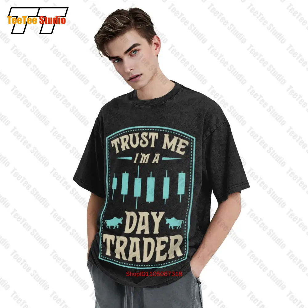 تي شيرت Trust Me I'm A Day Trader Bull Forex Trading Quote Vintage كبير الحجم GLMD