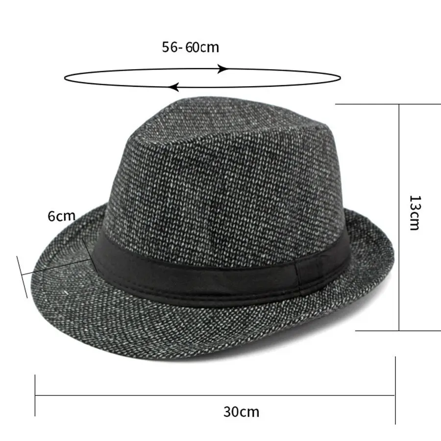 British Top Jazz Hat for Gentleman Hat Middle-Aged Men Simple Pure Color Wool Top Hat Casual Elegant Jazz Hat Fedoras Party Cap