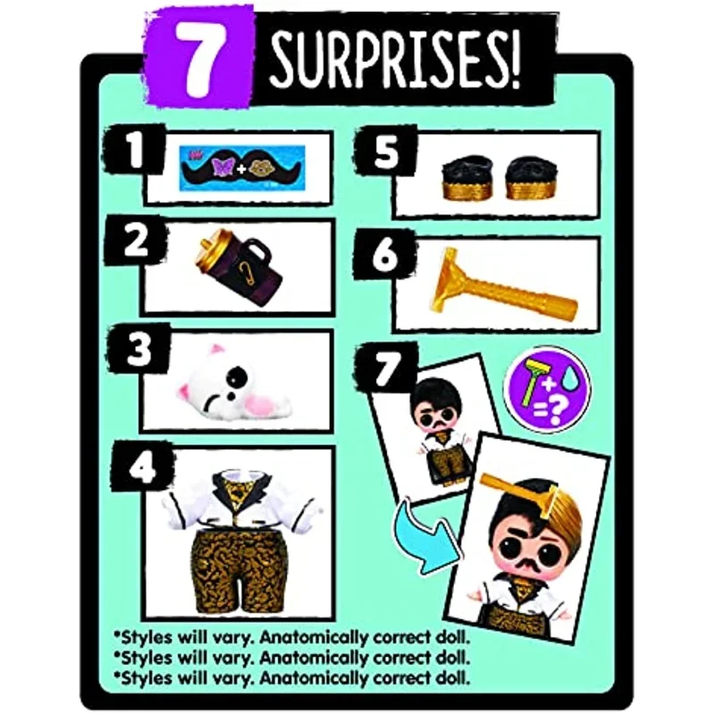 L.O.L. Surprise! Boys Series 5 Collectible Boy Doll with 7 Surprises Reveal Hidden Flocked Hair  Toys for Girls