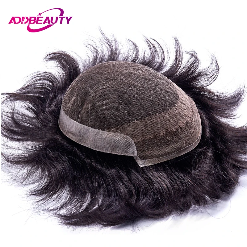 

Addbeauty Toupee Swiss Lace Men Capillary Prosthesis Indian Human Hair Wig Durable PU Hair System Prosthetic Hair Male Hairpiece