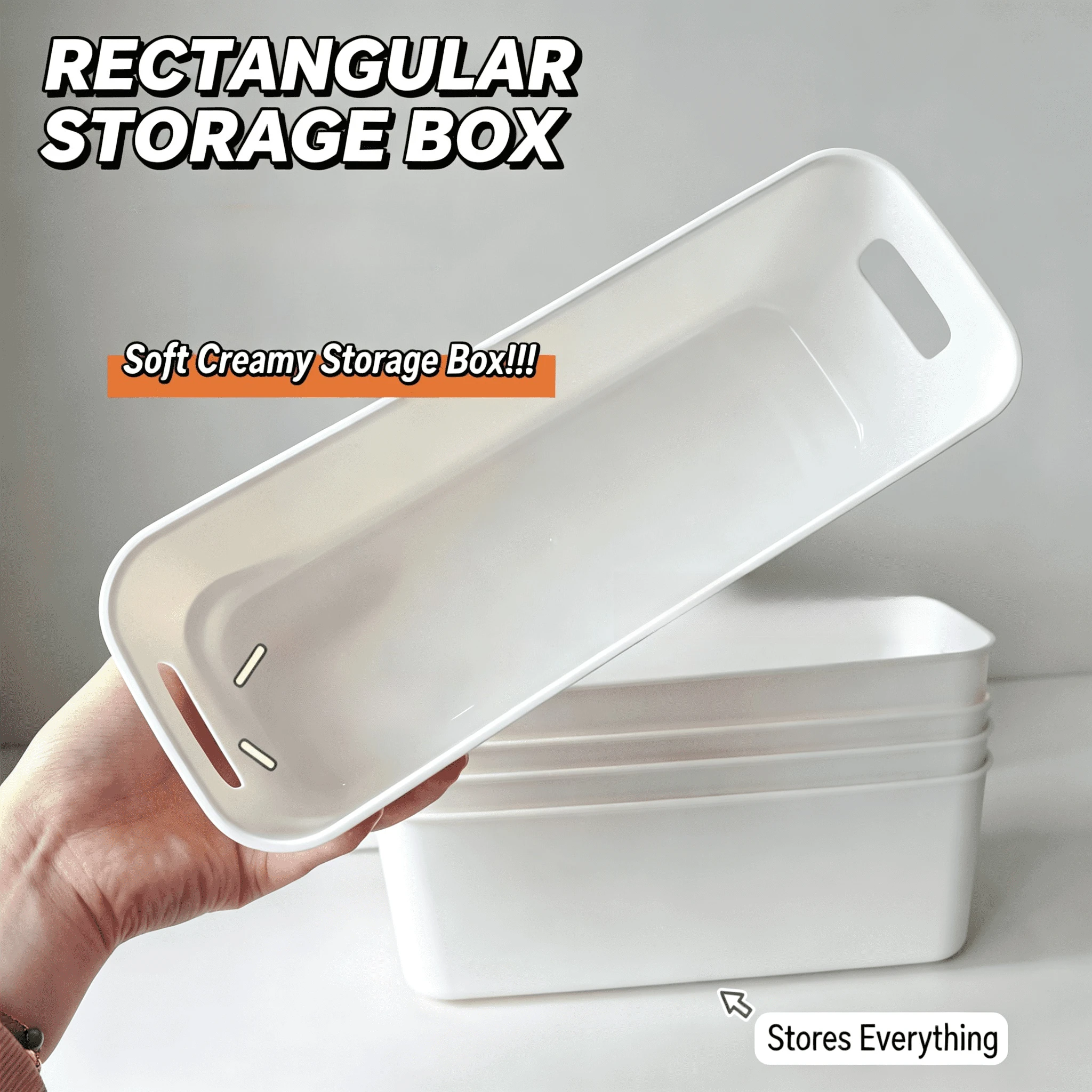 White Storage Bins Stackable Storage Container For Organizing, Storage Boxes With Handle For Shelves ,Organizer Bins For Snacks