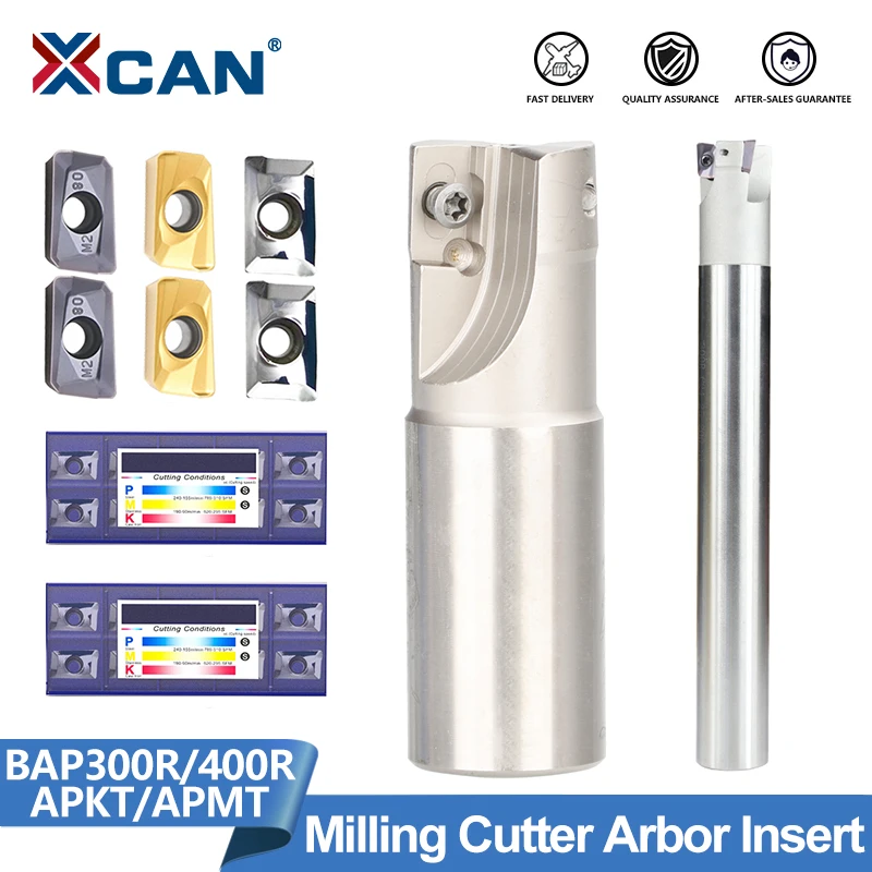 XCAN BAP Milling Tool Holder BAP300R BAP400R 1/2/3T Cutter Arbor Lathe Bar 10pcs APKT APMT Carbide Insert APKT1135PDFR APMT1135