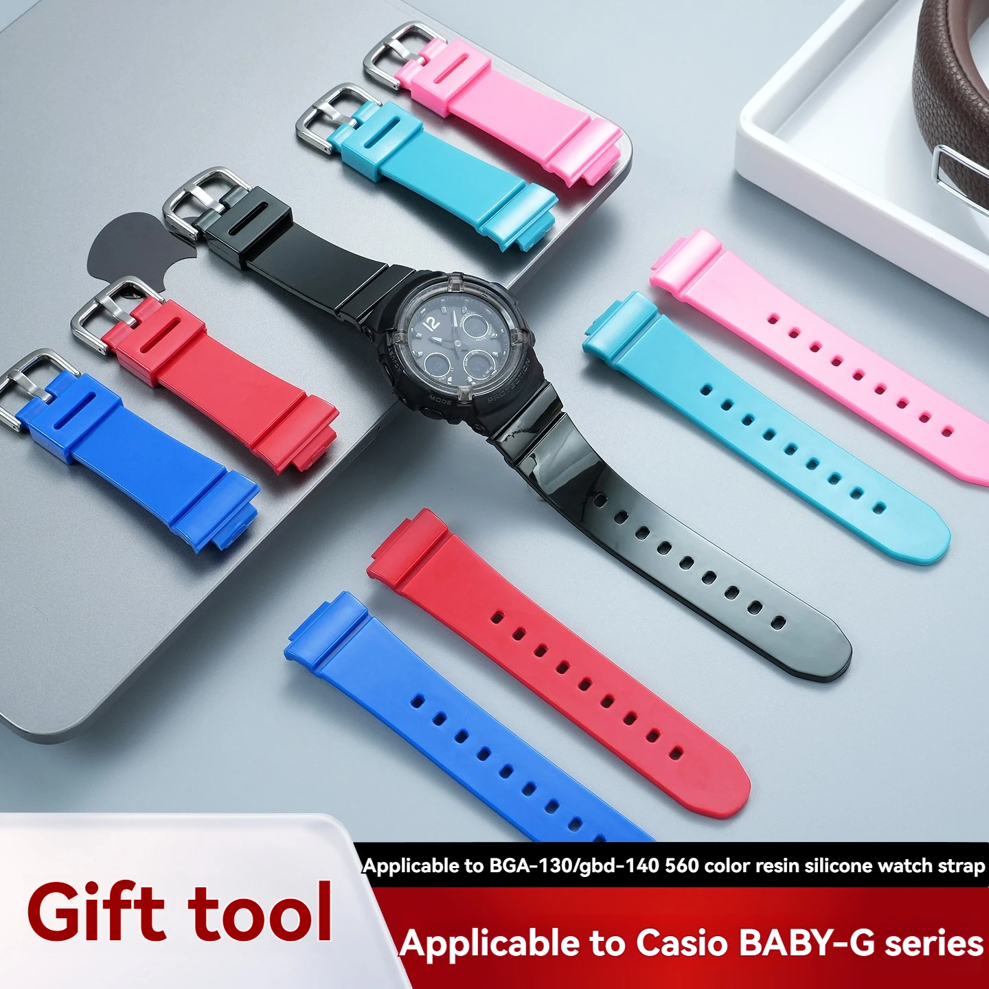 For Casio BABY-G Watch Straps—Water-Resistant Colored Resin Silicone—GBD-500, GBD-560, GBD-5000, BGA-130, GBD-140
