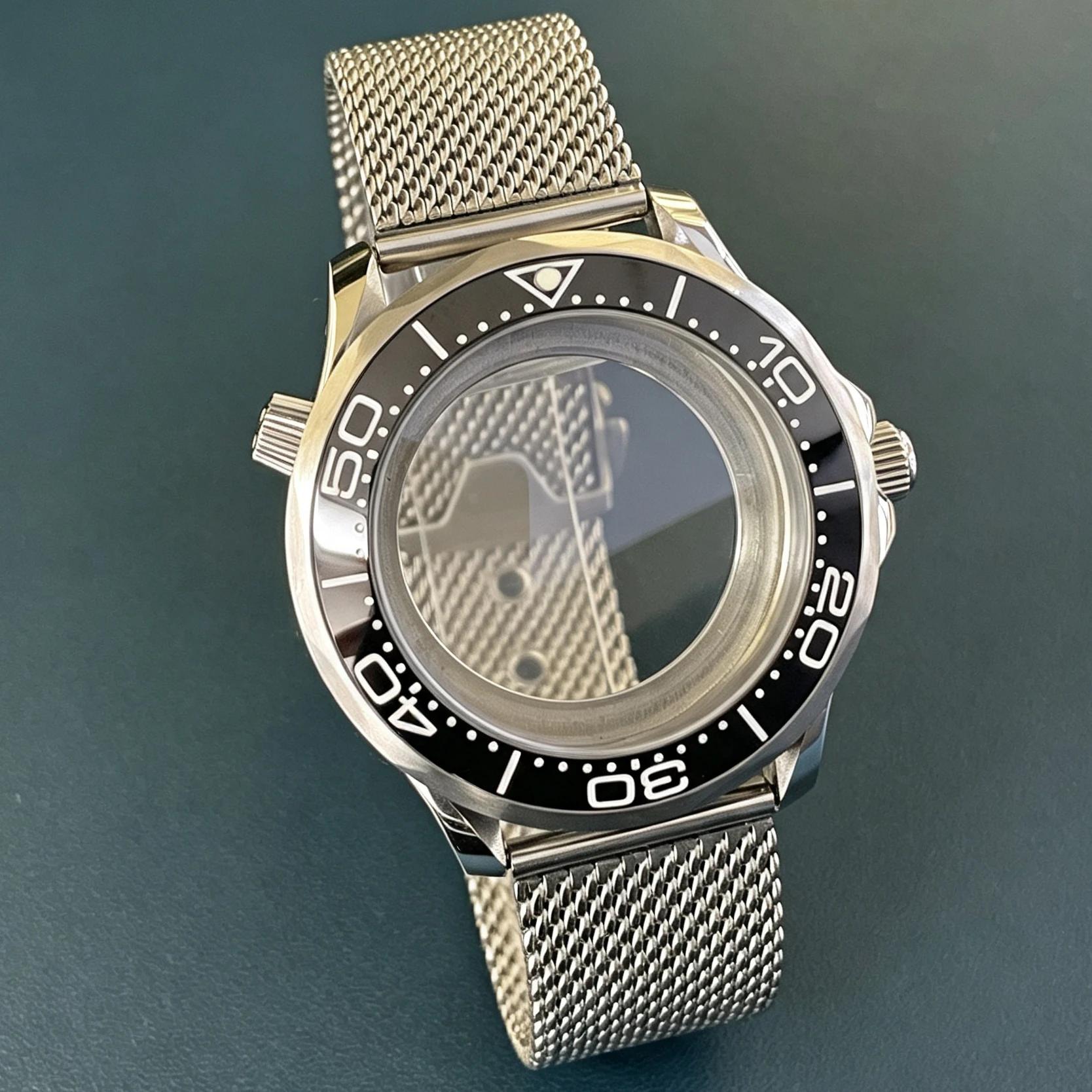 8215 Case With Mesh Strap, 41.5mm Watch Parts For Replacement and Repair, Water-Resistant, Compatible With 8215/ST1612 Movement