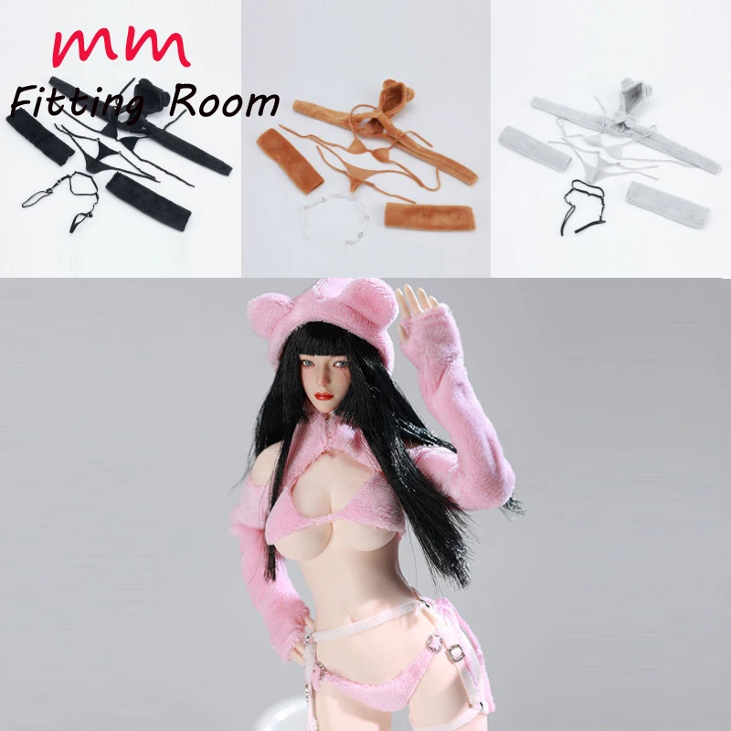 

Милый плюшевый медвежонок в масштабе 1/6, с худи и бикини, подходит для 12-дюймовой фигурки солдата.