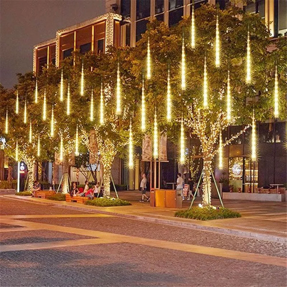 8 Tubes Outdoor Meteor Shower Rain Led String Lights Street Fairy Garlands Christmas Tree Decorations for New Year 2025 Lights