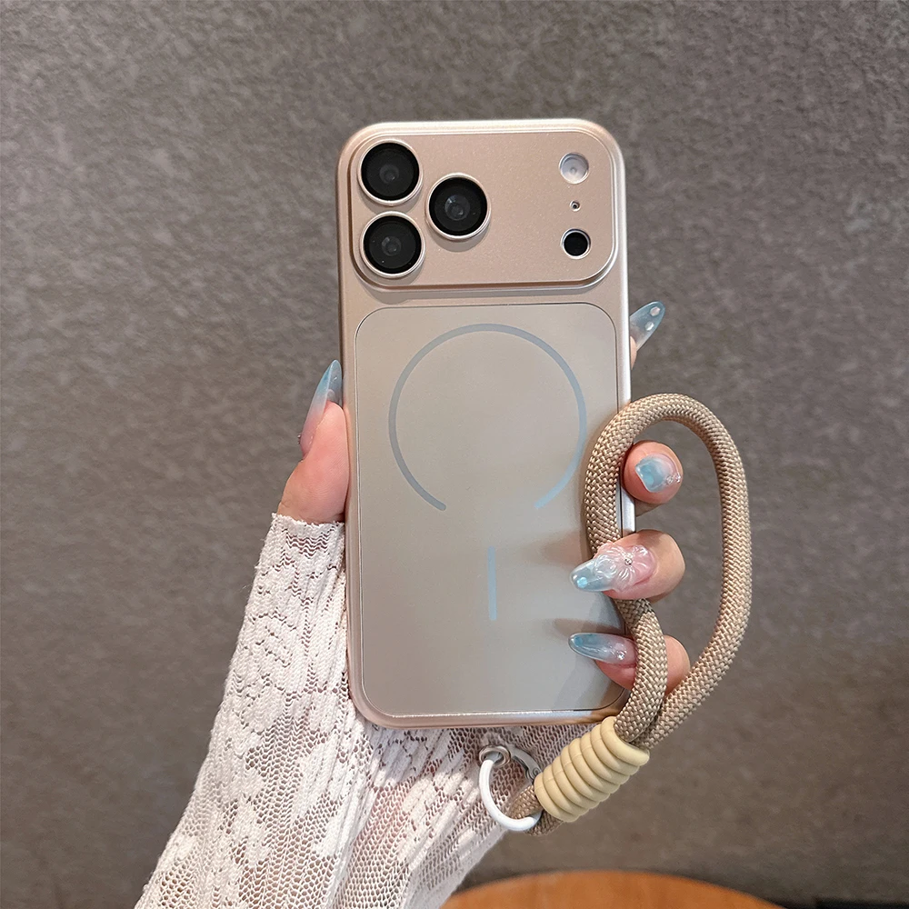 Luxuriöse Beschichtung für Magsafe Magnetische Hülle für iPhone Air 18 17 16 15 14 13 12 11 Pro Max mit Linsenschutz, Stoßfester Abdeckung und Trageband – Detail 8