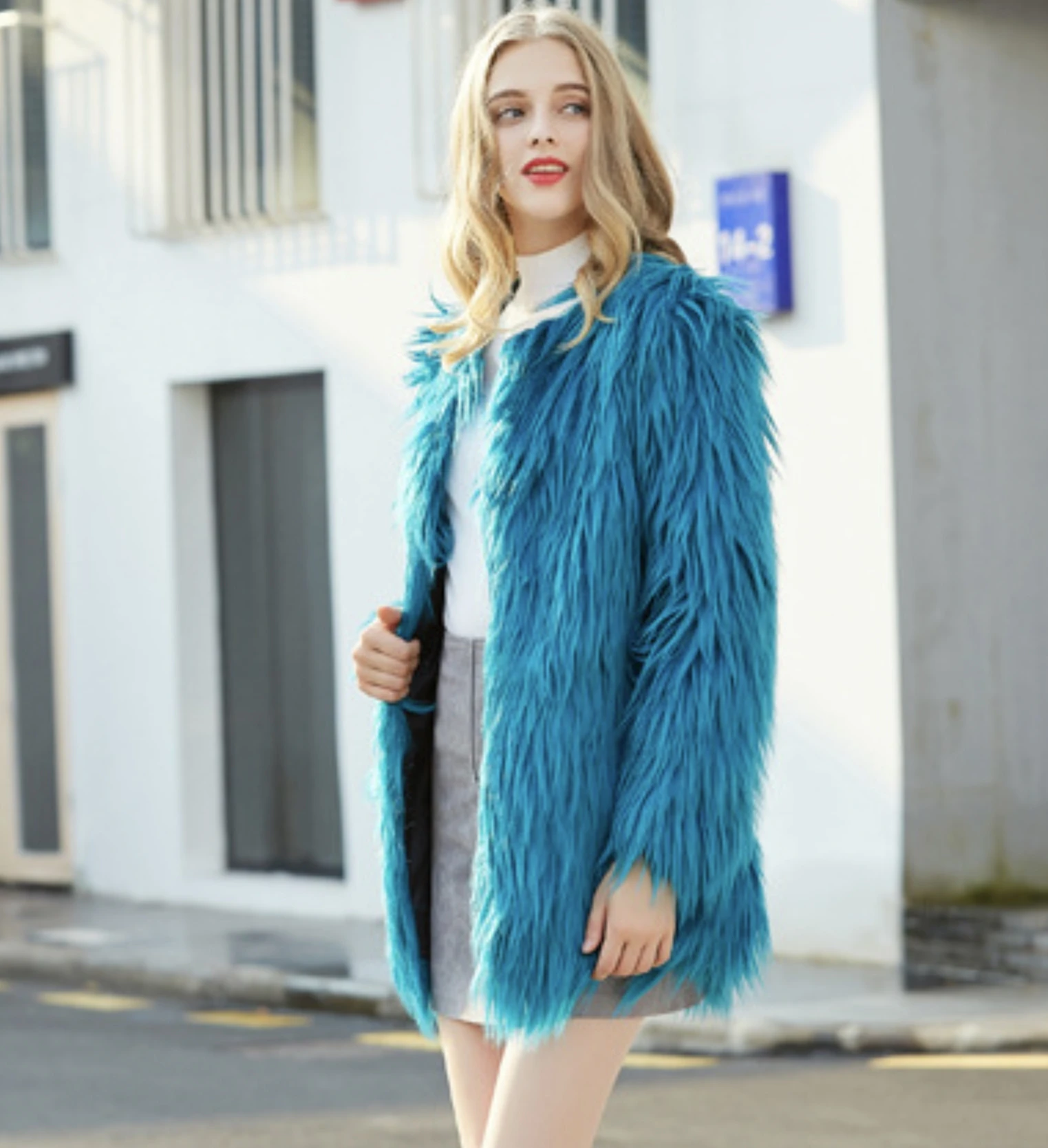 faux fur coat Washed wool women\'s long coat imitation fur jacket Korean long coat