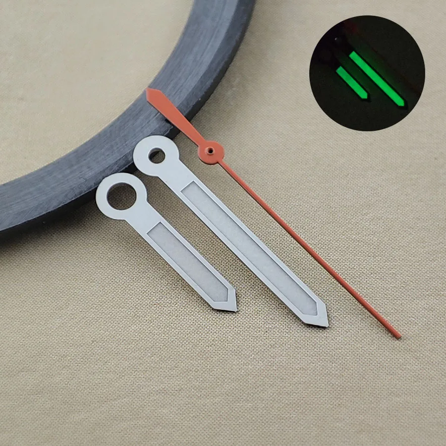 يد ساعة فضية مضيئة ، يد NH35 ، أخضر ، مؤشر مضيء ، ملحق ، مناسب لحركة NH36 ، 4R ، 7S