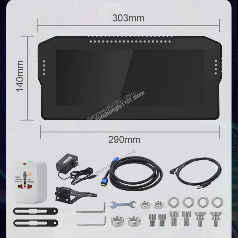 Black 10.3‑Inch IPS Screen 1280x720 HD RGB Full‑Color Panel For Racing Game Simulator Steering Wheel Dashboard