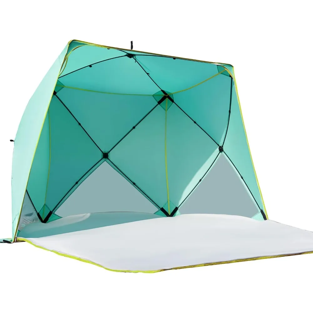 

Pop Up Beach Tent, Portable Shade Sun Shelter UPF50+ UV Protection for 4 Person Extendable Floor for Fishing Hiking Camping, Wat