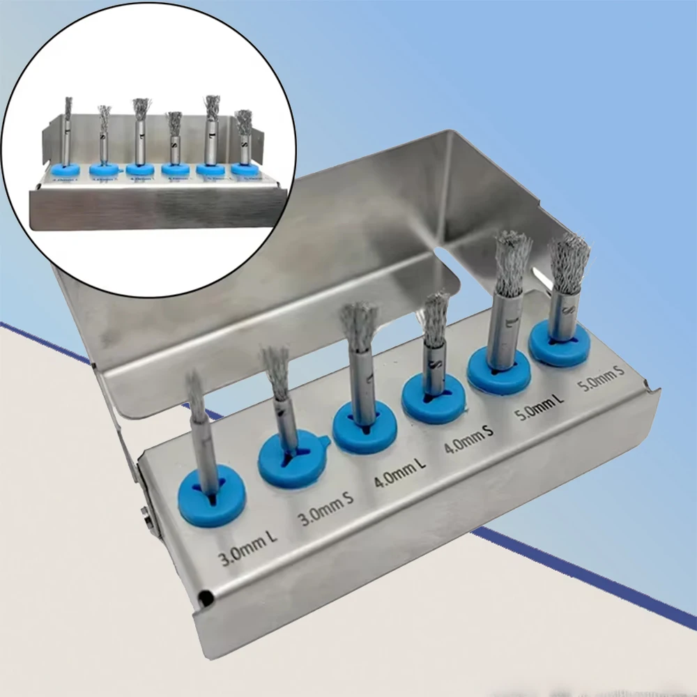 

6 шт., набор щеток для чистки зубных имплантатов, инструмент для защиты от имплантации из нержавеющей стали, инструмент для стоматолога