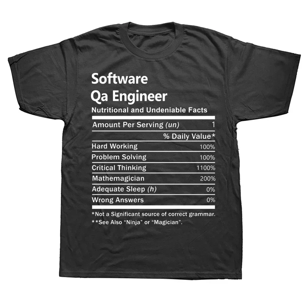 Software Qa Engineer Nutritional Daily Factors Job T Shirts Graphic Cotton Streetwear Short Sleeve Birthday Gifts Summer T-shirt