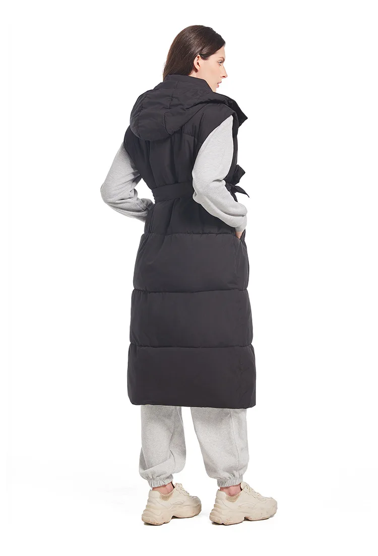 Casual Lange Baumwolle Mantel Frauen Ärmellose Stehkragen Parkas Warme Jacken 2025, Herbst Winter Mäntel Gepolsterte Streetwear Mäntel