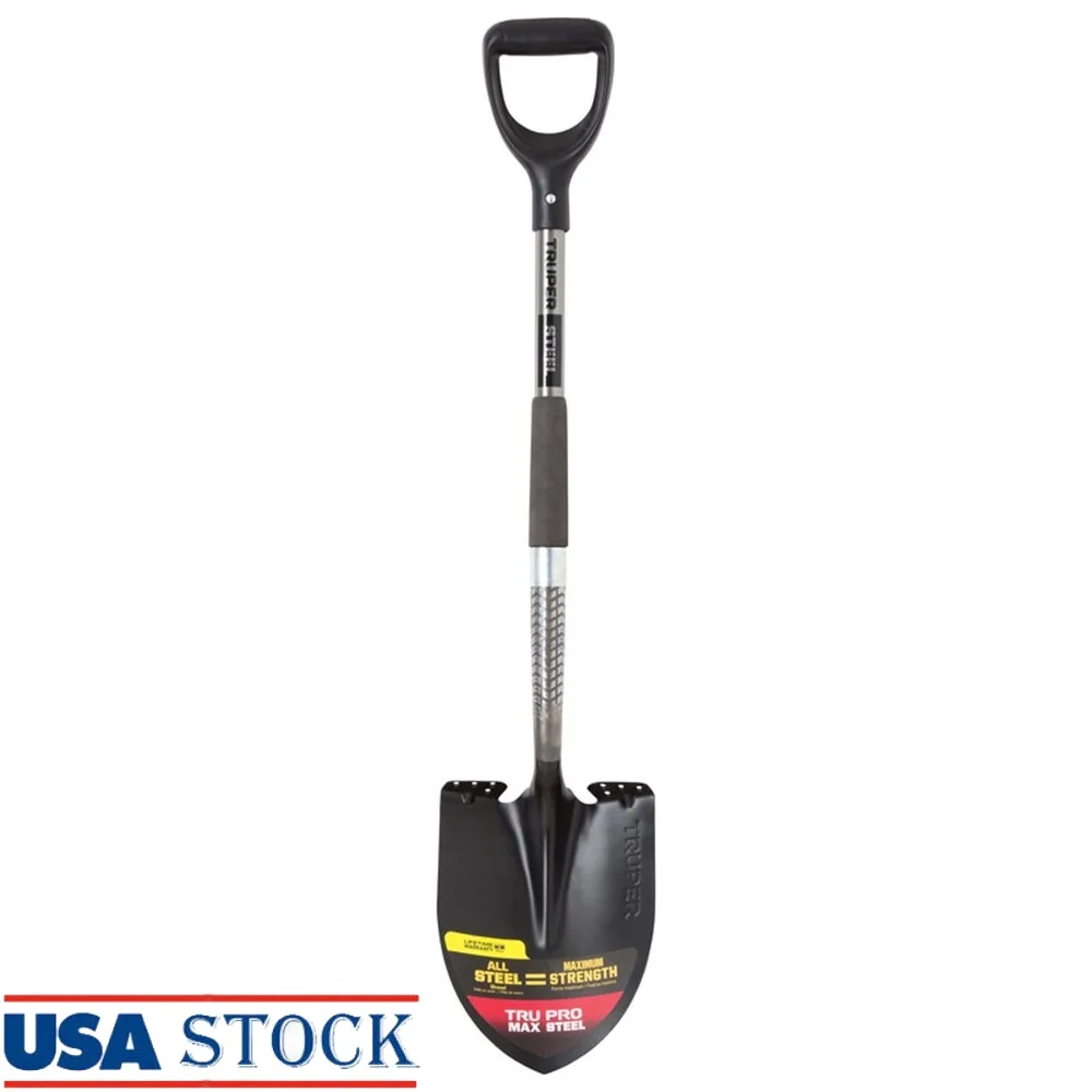 

Steel Round Digging Shovel 40in D-Grip Handle Heavy Duty Garden Tool Digging Planting Cutting Sod Roots