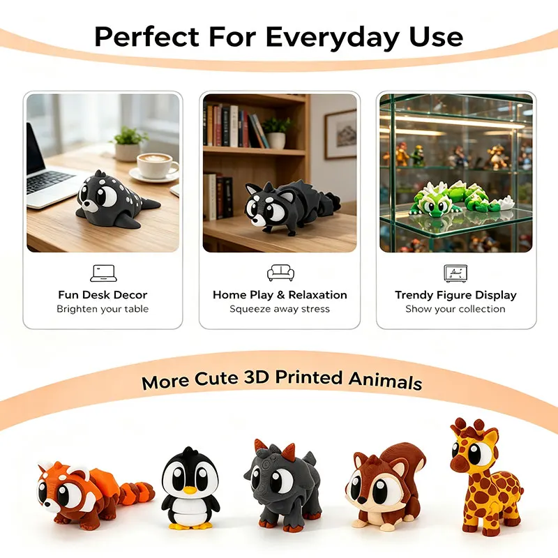 3D Printed Animal Sculpture Giraffe Squirrel Figurine Fully Movable Jointed Miniature Landscape Decoration Craft Gift