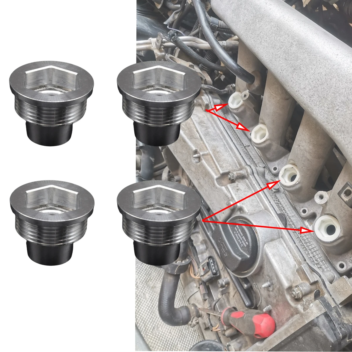

4X Fuel Injector Insert For VW Passat B5 3B Polo 9N Golf 1J MK4 Upgrade Aluminum Cup Seat Car Replacement Parts 2003 2004 2005
