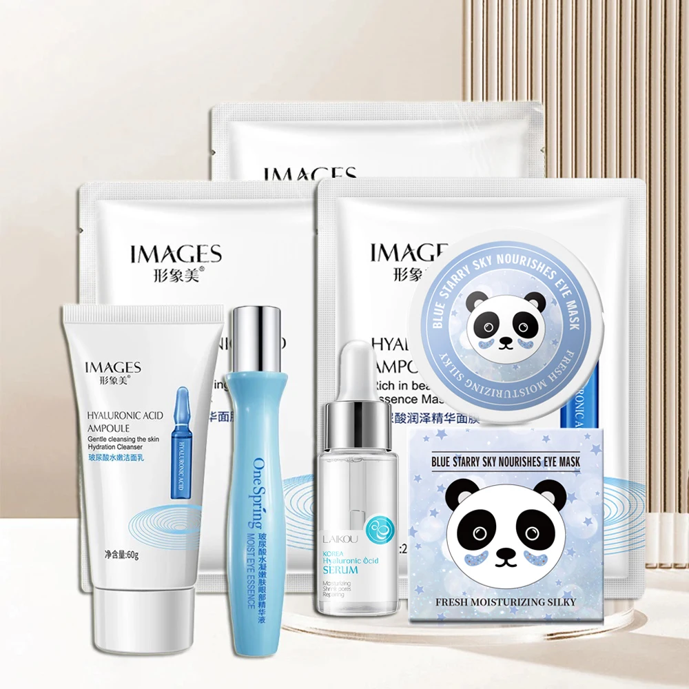 

Facial Skin Care Set Face Mask Serum Hyaluronic Acid Moisrurizing Hydrating Eye Patches Remove Dark Circle Korean Skincare Kits