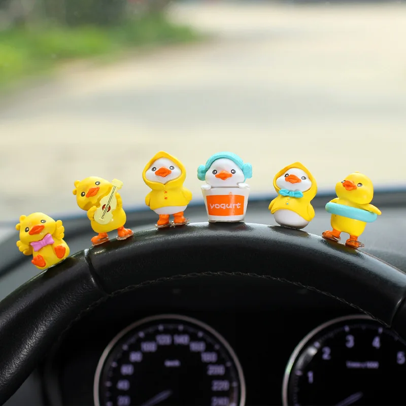 6pcs Anime Figure Little Yellow Duck Model Decor Cute Car mounted Ornaments Auto Interior Dashboard Accessories for Girls Gifts image 6