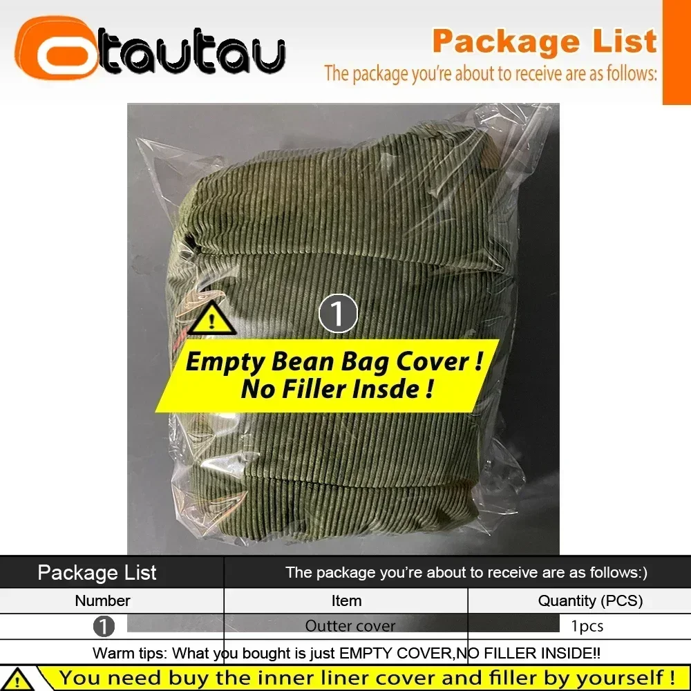 OTAUTAU Corduroy Bean Bag Cover SF325【No Filler Inside! You Need To Buy Filler By Yourself !】