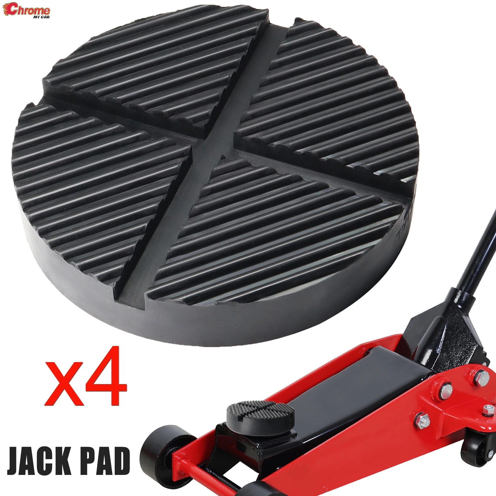 4x Cross Slotted Portable Car Lift Jack Stand Rubber Pads Black Rubber Slotted Floor Jack Pad Frame Rail Adapter Universal Jack