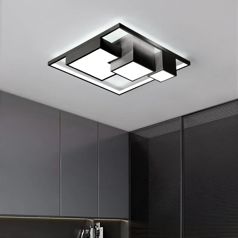 Nordic Creative Bedroom Ceiling Light, Moda minimalista moderna, Lâmpada LED quadrada, Iluminação da sala principal, Novo, 2024