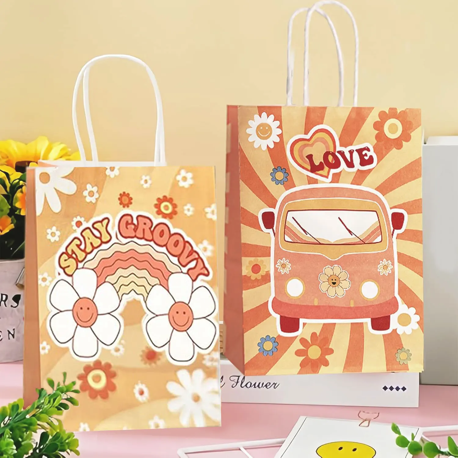 12/24 Stück Honigbienen-Geschenktüten mit Griffen, Bienenpapier, Süßigkeiten-Goodie-Beutel für Partygeschenke für Party-Dekoration, Geburtstag, Babyparty-Versorgung – Detail 12