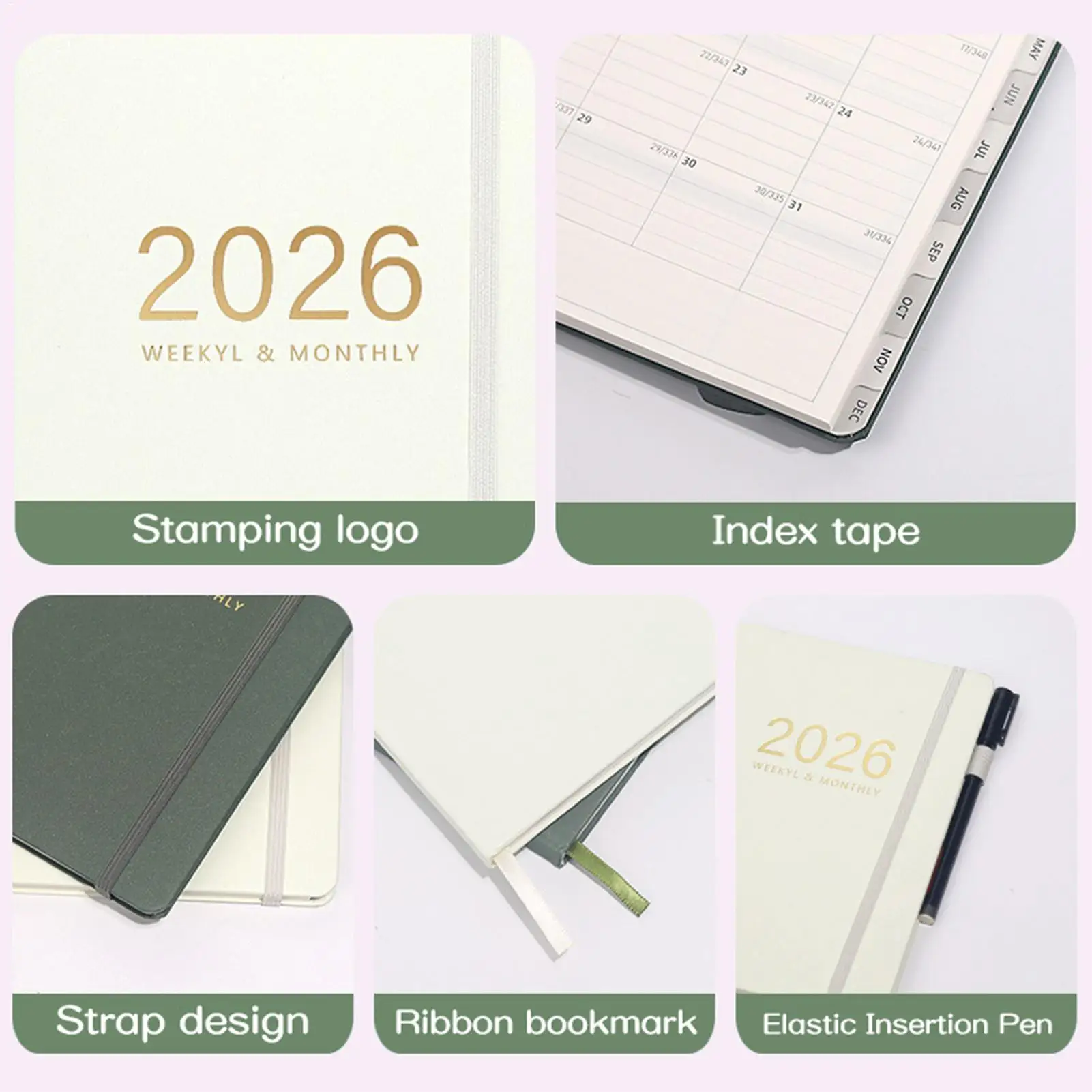 A5-Notizbuch 2026, tägliches Tagebuch, 144 Blatt, Hardcover-Notizbuch, A5-Kalender für Reisen, College, Abschlussfeier, Zuhause, Geschäft, Arbeitsplatz