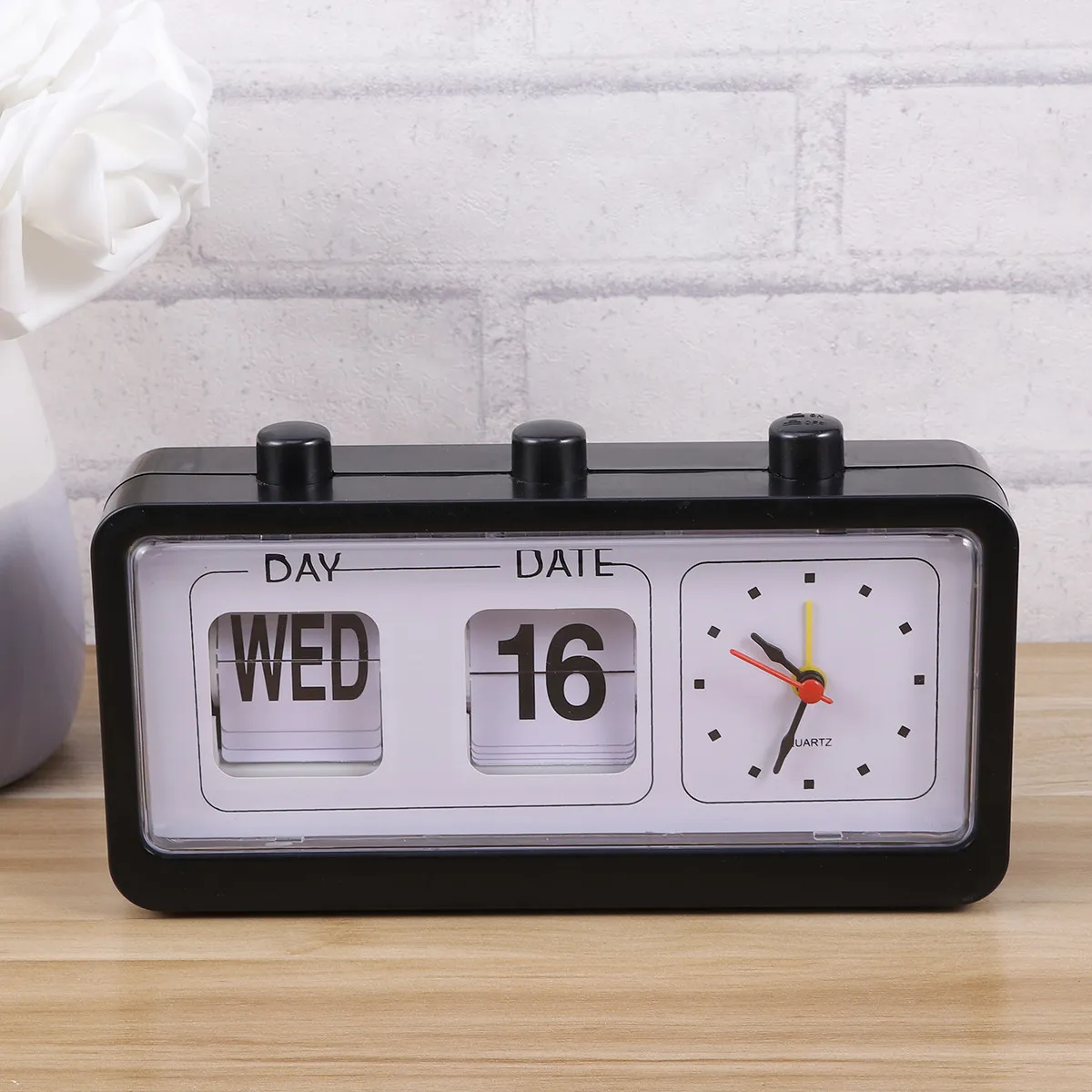 Home Use Time Clock Manual Control Date Week Time Display Alarm Clock Simple Fashion Design White Accurate Timekeeping Living