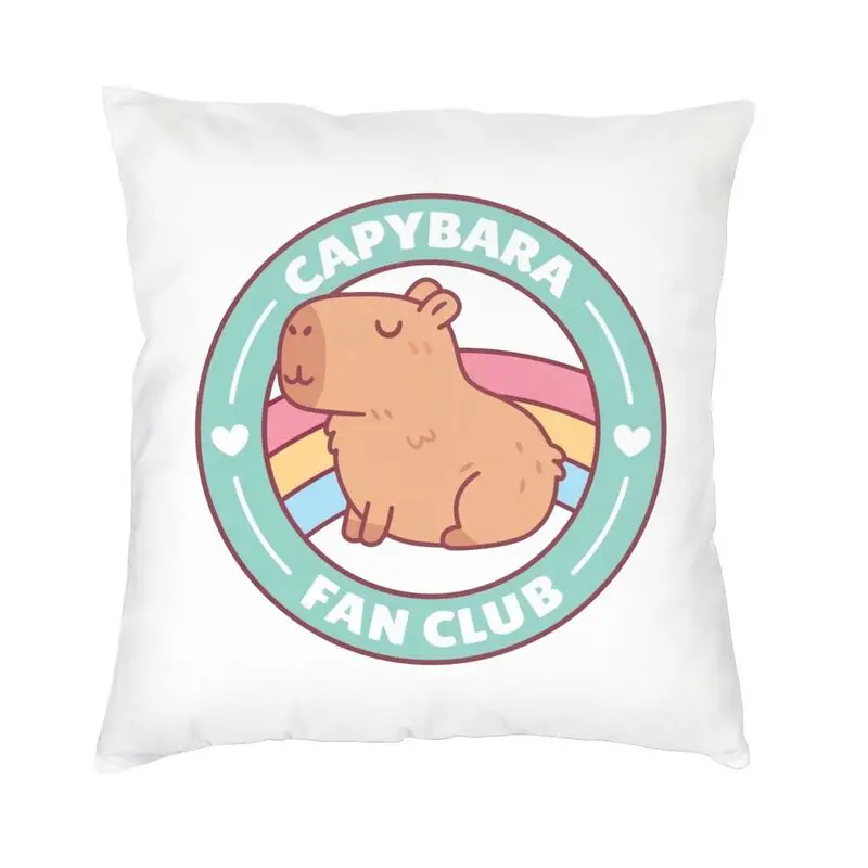 Cute Capybara Fan Club Magnet Cushion Cover 45x45cm Home Decorative Printing Throw Pillow Case for Sofa Double Side