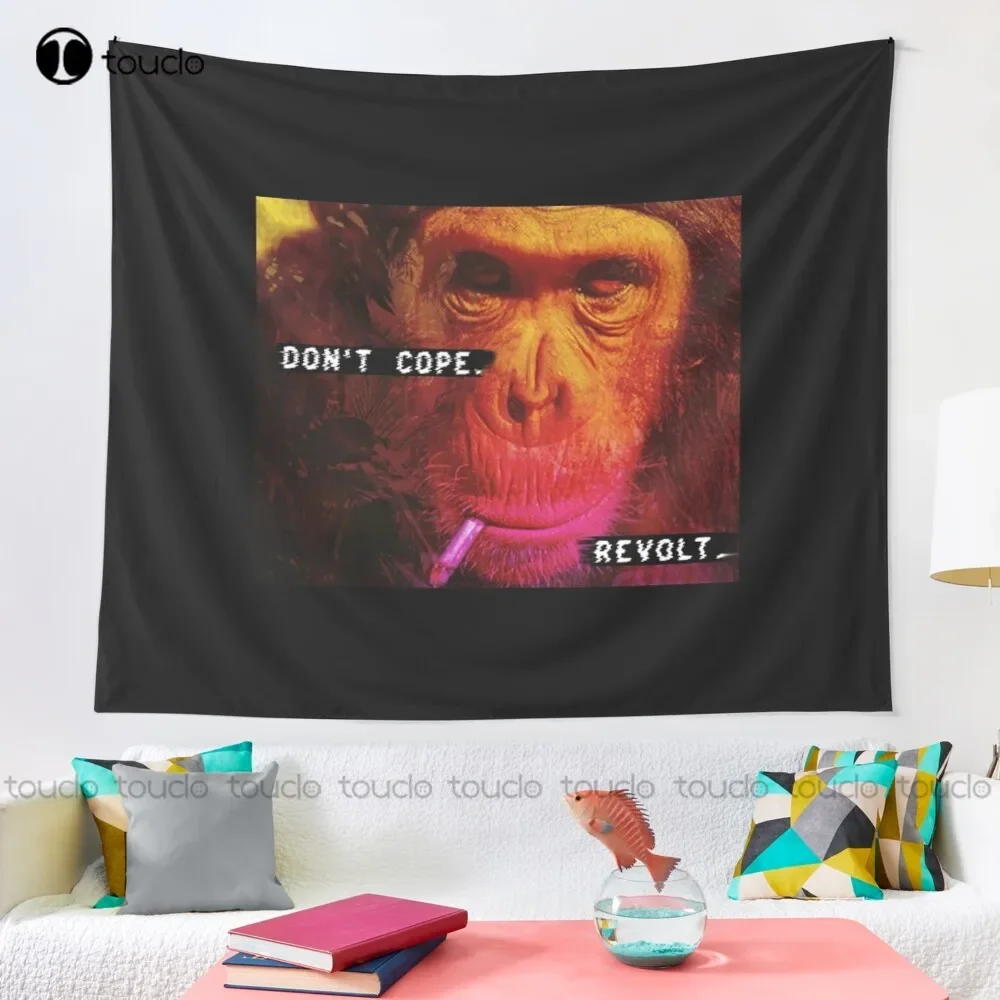 Reject Humanity Return To Monkey - High Quality Tapestry Purple Tapestry Blanket Tapestry Bedroom Bedspread Decoration