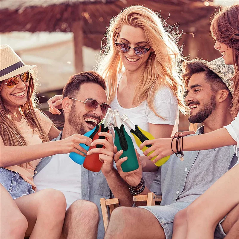 

A36T-32 Pack Изоляционный рукав для пивных бутылок сохраняет холод, куртки для бутылок на молнии, рукава-холодильники для пивных бутылок, неопреновый чехол