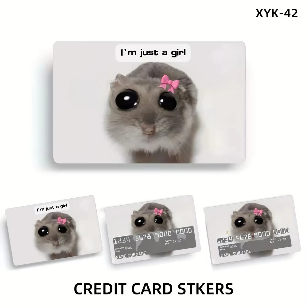 Funny Sad Crying Hamster Meme Anime PVC Sticker Film Skin Cover for Credit Card Debit Bank Card Front Christmas Gift wholesale