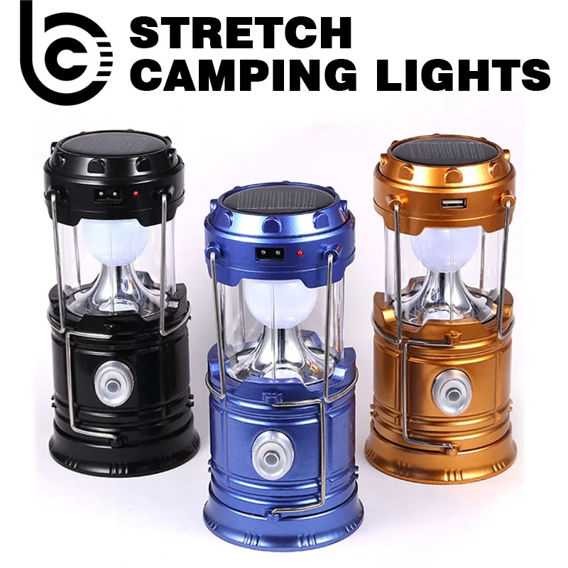 Camping Lamp USB Rechargeable Camping Light Outdoor Tent Light Lantern Solar Power Collapsible Lamp Flashlight Emergency Torch