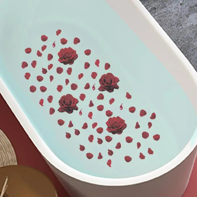 Floral Bathtub Sticker Waterproof Self-Adhesive Removable DIY Decal for Bathroom Tub Toilet Home Wall Decor