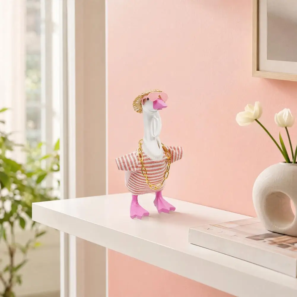 Porch Goose Outfit Lawn Goose Outfit Porch Goose Costume Set for 7 Inch Statue Striped Sweater with Straw Hat Sunglasses Outdoor
