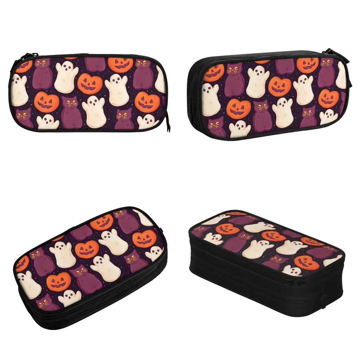 New Halloween Marshmallows Pencil Cases Kitties Pumpkin Pencil Pouch Pen Box for Student Large Bag Office Gifts Stationery