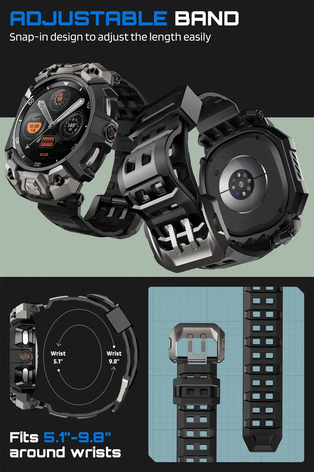 SUPCASE For Samsung Galaxy Watch 8 Classic Case 46mm 2025 UB Ore Robuste Sportuhr-Hülle mit Armband & 2 Stück Displayschutzfolie – Detail 14