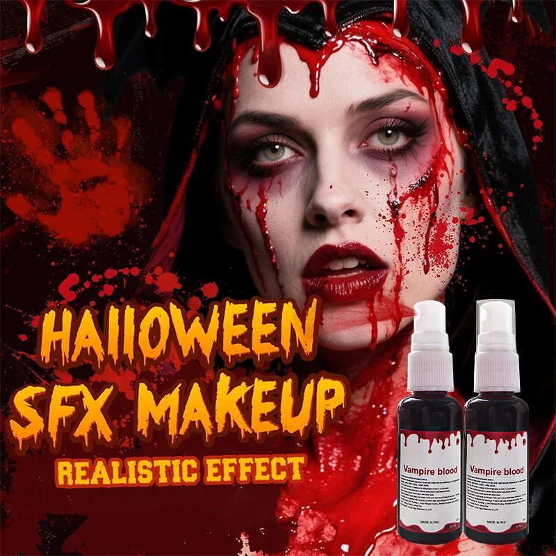 Halloween Coagulated Blood, 50ml Fake Blood Gel for SFX Wound, Cuts, Clown, Vampire Film Party Cosplay Makeup Waterproof