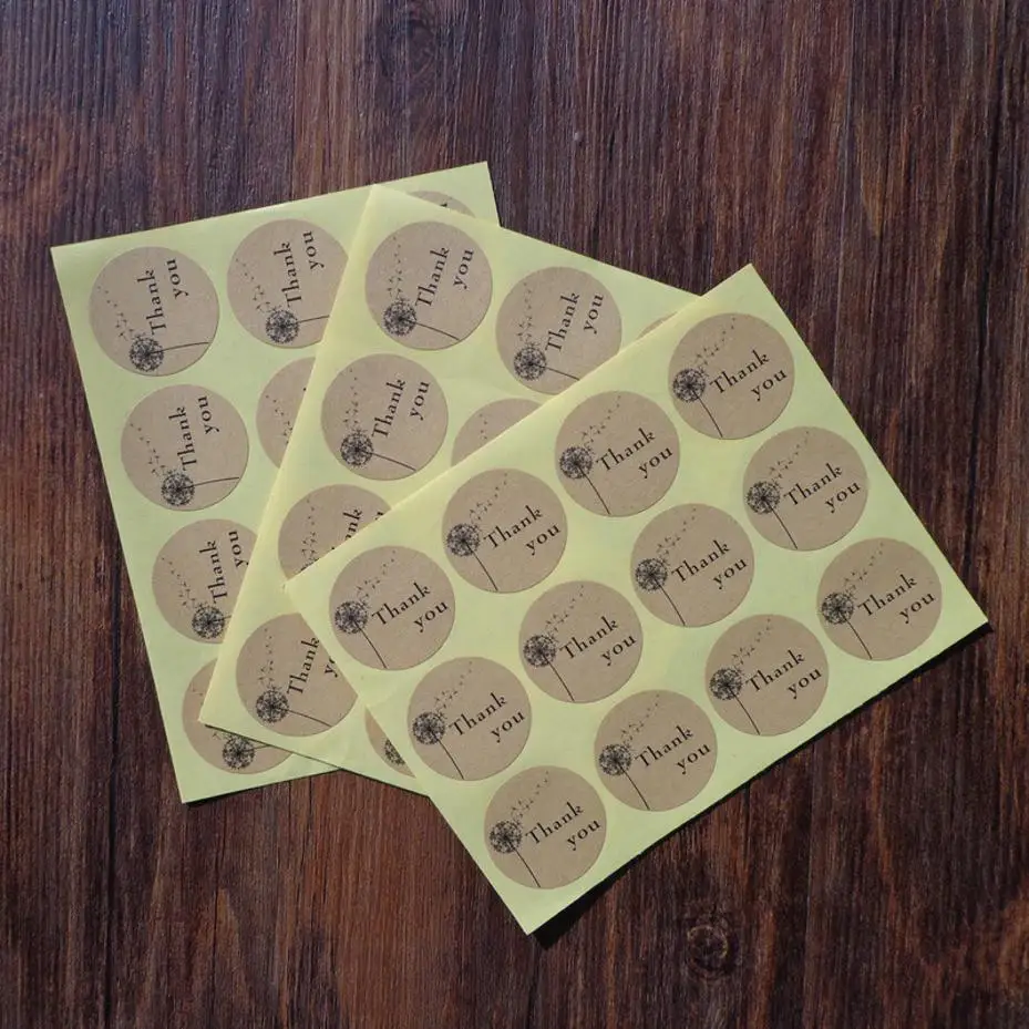 10 Sheets 120Pcs Dandelion Thank You Sealing Stickers Round Price Label For Baking Packaging Biscuit Bag Gift Decor Sticker