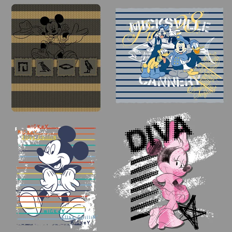 Disney Mickey Minnie Patches for Clothing on Kids Girls Clothes DIY Hoodies Thermal Transfer Printing DIY Custom Stickers Decor