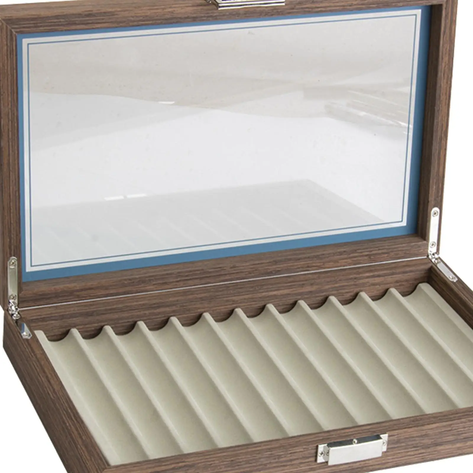 Wooden Pen Storage Case 12 Pens Capacity with Transparent Window Accessories