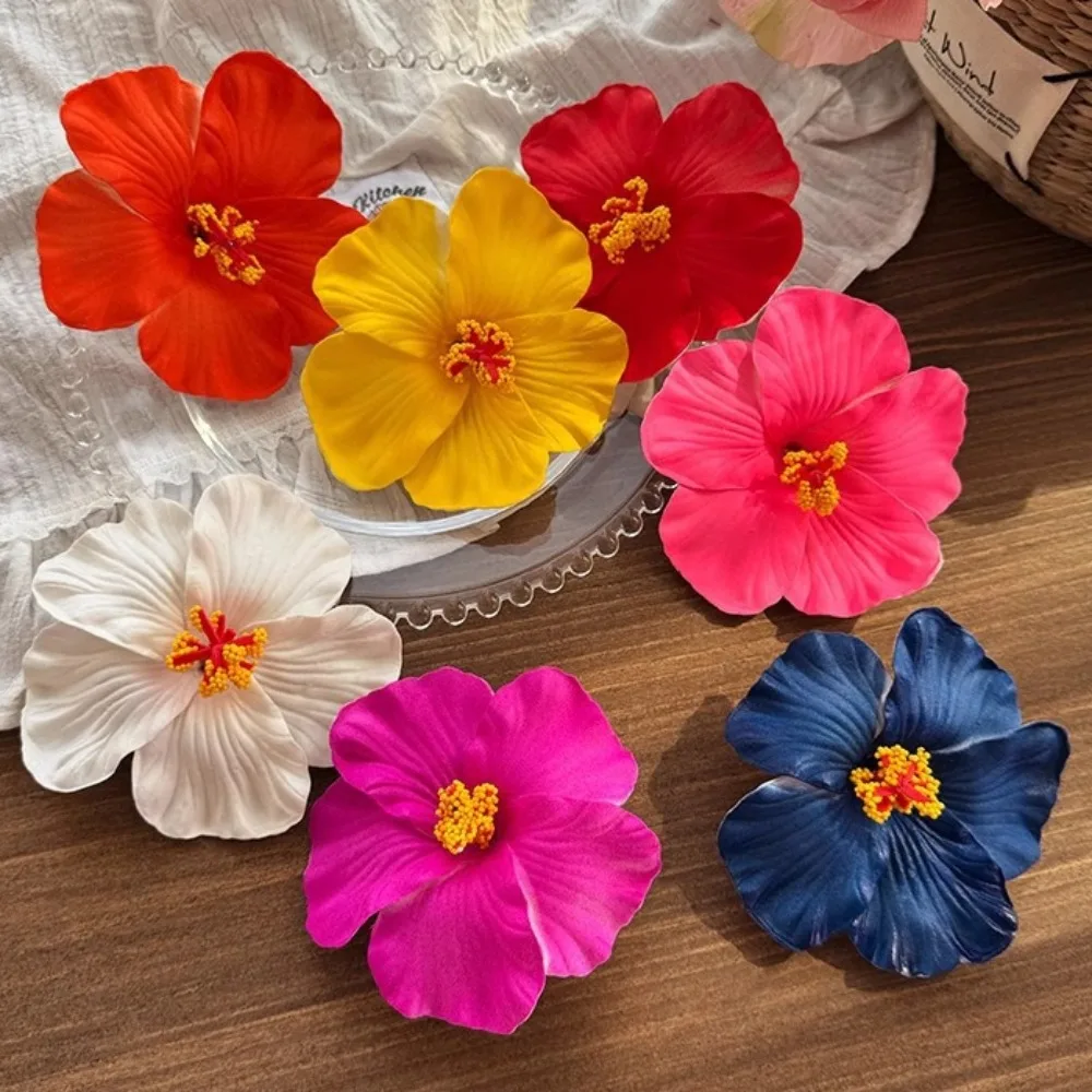 

1pc Seaside Holiday Style Artificial Hibiscus Hair Clip For Women Girls Temperament Bangs Clip Side Duckbill Clip